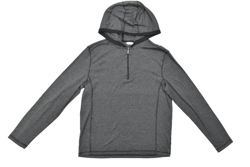 Calvin Klein Slim Fit Hoodie Men's Medium Gray Striped 1/4 Zip 100% Cotton